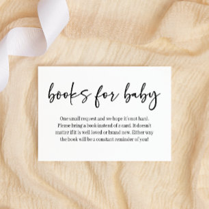 Black Modern Simple Script Books for Baby Shower Enclosure Card