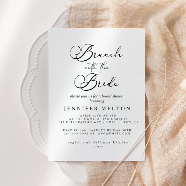Black Modern Simple Script Bridal Brunch Invitation (Creator Uploaded)