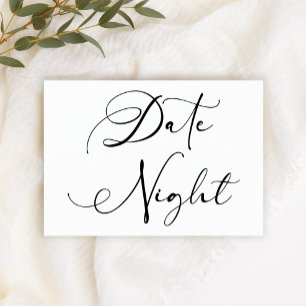 Black Modern Simple Script Couple Date Night  Card