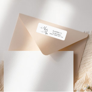 Black Modern Simple Script Mr and Mrs Address