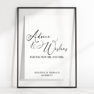 Black Modern Simple Script Wedding Advice & Wishes Poster