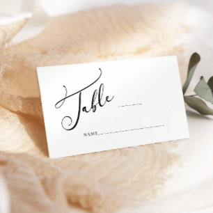 Black Modern Simple Script Wedding Escort Card