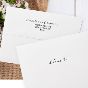 Black Modern Simple Script Wedding Invitation Envelope