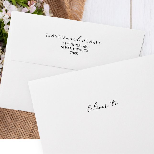 Black Modern Simple Script Wedding Invitation  Envelope (Creator Uploaded)