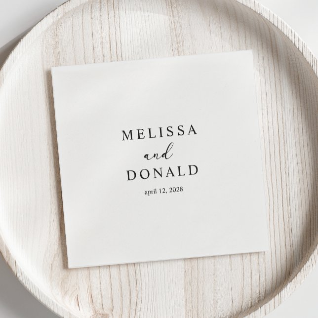 Black Modern Simple Script Wedding Napkin (Creator Uploaded)