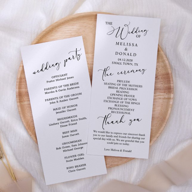Black Modern Simple Script Wedding Program Programme (Creator Uploaded)