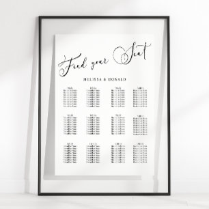 Black Modern Simple Script Wedding Seating Chart