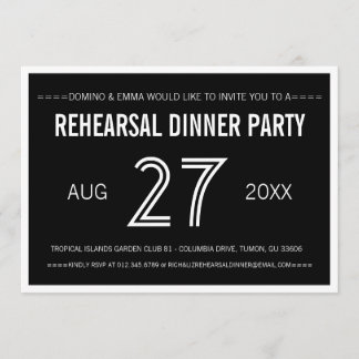 Black Modern Simple Wedding Rehearsal Dinner Invitation