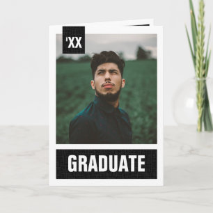 Black Modern Textured Photo Graduation Invitation