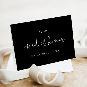 Black Modern To My Maid of Honour Wedding Day Card
