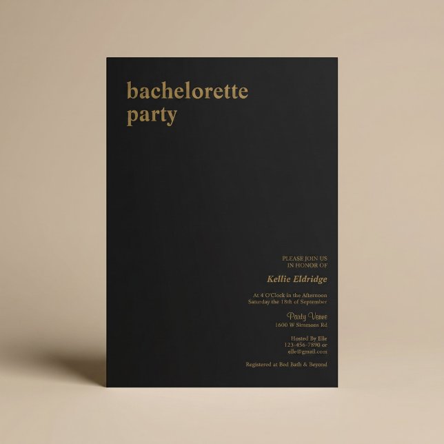Black Modern Type Bachelorette Party Invitation (Creator Uploaded)
