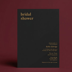Black Modern Type Bridal Shower Invitation