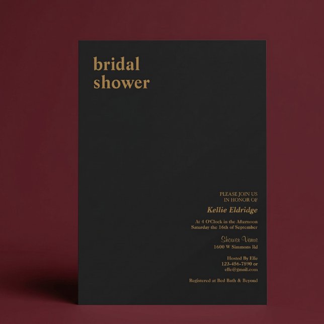 Black Modern Type Bridal Shower Invitation (Creator Uploaded)