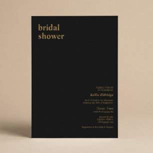 Black Modern Type Bridal Shower Invitation