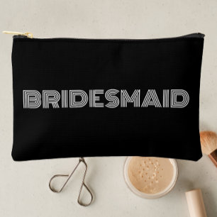 Black Modern Typography Bridesmaid Accessory Pouch
