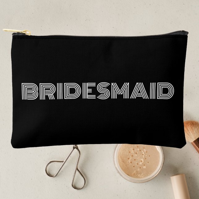 Black Modern Typography Bridesmaid Accessory Pouch (In Situ Makeup)