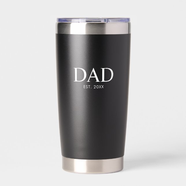 Black Modern Typography Dad Established Insulated Tumbler (Front)