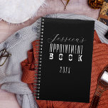 Black Modern Typography Minimalist Appointments Planner<br><div class="desc">Modern and minimalist personalised planner design featuring three different fonts (handwritten, sans serif and distressed) on a black background. The text is fully customisable. To change it use the Personalise option. For more changes, such as changes to the font, font colour or text layout, use the Edit design tool option....</div>
