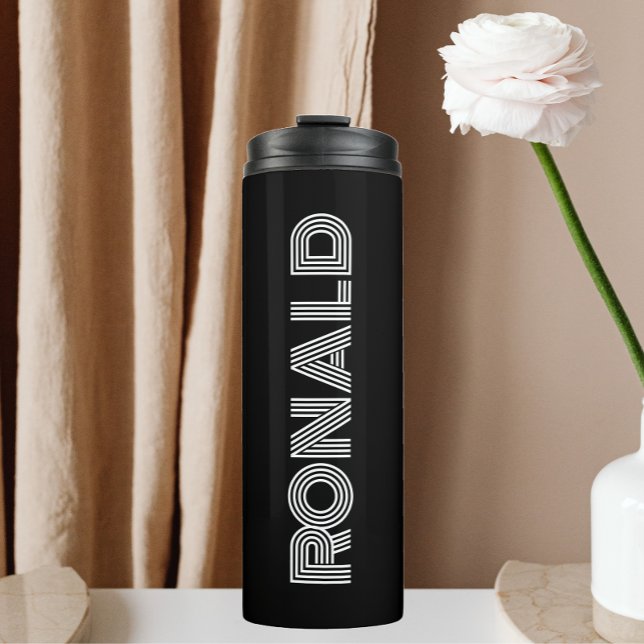 Black Modern Typography Personalised Thermal Tumbler (In Situ)