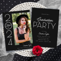 Black Modern Typography Photo Graduation Party