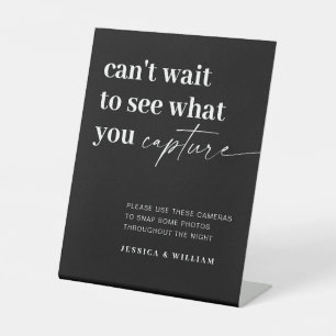Black Modern Wedding Disposable Camera Sign