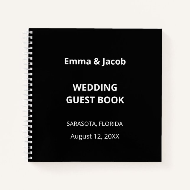 Black Modern Wedding Guest Book (Front)