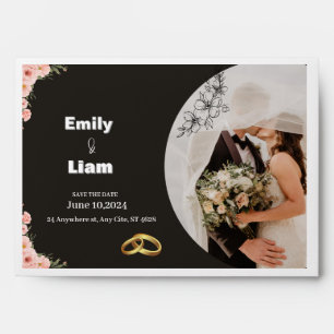 Black modern wedding invitation envelope
