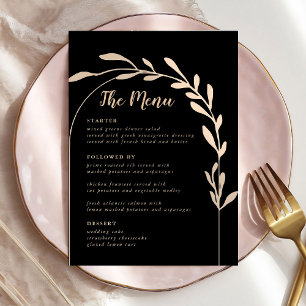 Black Modern Wedding Menu Cards