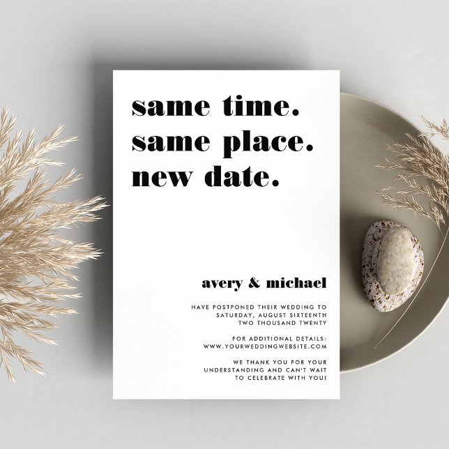 Black | Modern Wedding Postponement Announcement (Creator Uploaded)