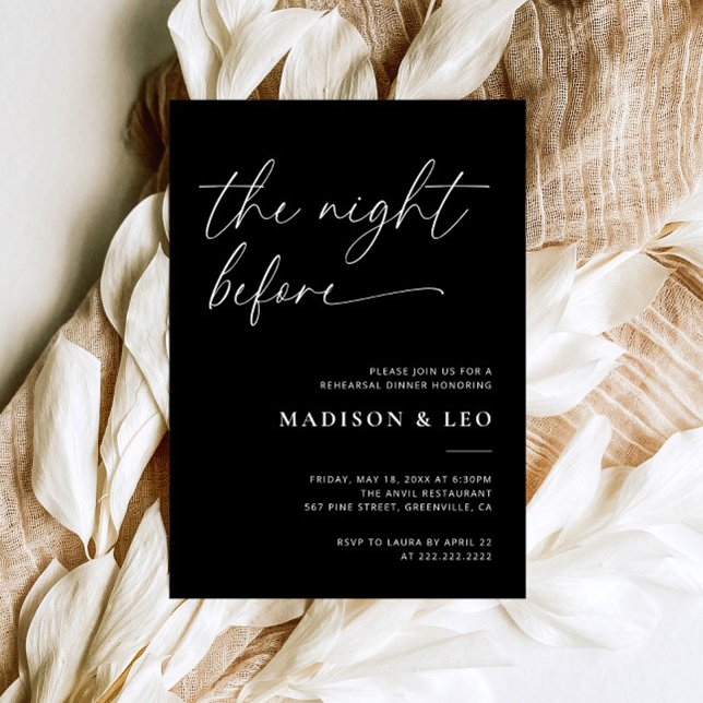 Black Modern Wedding Rehearsal Dinner Invitation (Creator Uploaded)