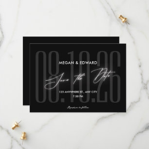 Black Modern wedding Save The Date