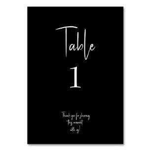 Black Modern Wedding Table Number