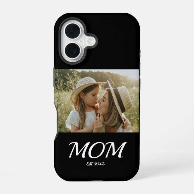 Black Mom Established Script Photo  iPhone 16 Case (Back)