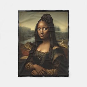 Black Mona Lisa African American Black History Mon Fleece Blanket