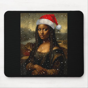 Black Mona Lisa African American Christmas Santa H Mouse Pad