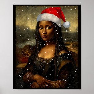 Black Mona Lisa African American Christmas Santa H Poster