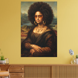 Black Mona Lisa Afro 1970s Canvas Print