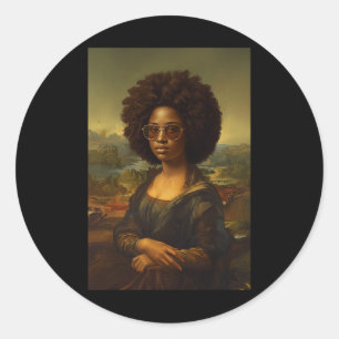 Black Mona Lisa Afro African American Black Histor Classic Round Sticker