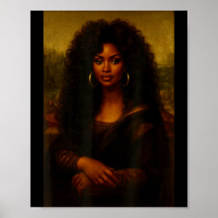 Black Mona Lisa Afro African American Melanin Blac Poster