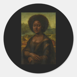 Black Mona Lisa Afro African Melanin Black History Classic Round Sticker