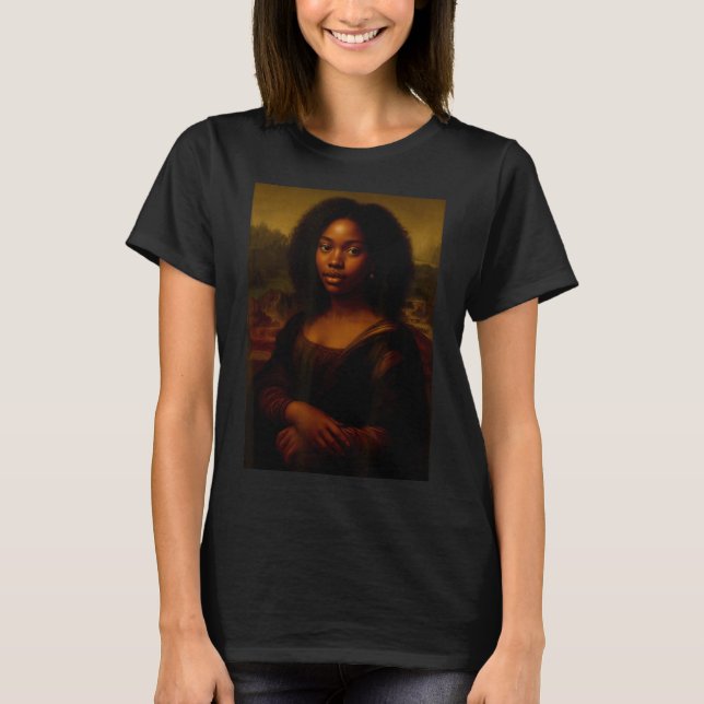 Black Mona Lisa Afro African Melanin Black History T-Shirt (Front)