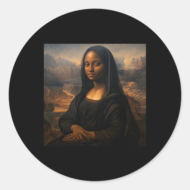 Black Mona Lisa Black History Month Juneteenth  Classic Round Sticker (Front)