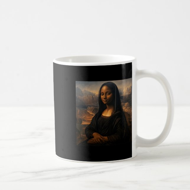 Black Mona Lisa Black History Month Juneteenth  Coffee Mug (Right)