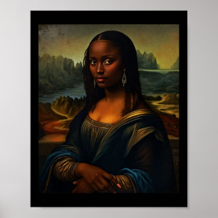 Black Mona Lisa Black History Month Woman Afro Que Poster
