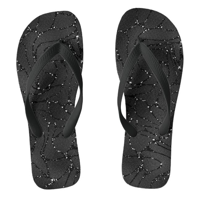 Black monochromatic glittery background jandals (Footbed)
