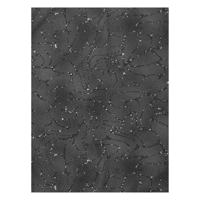 Black monochromatic glittery background tablecloth (Front)