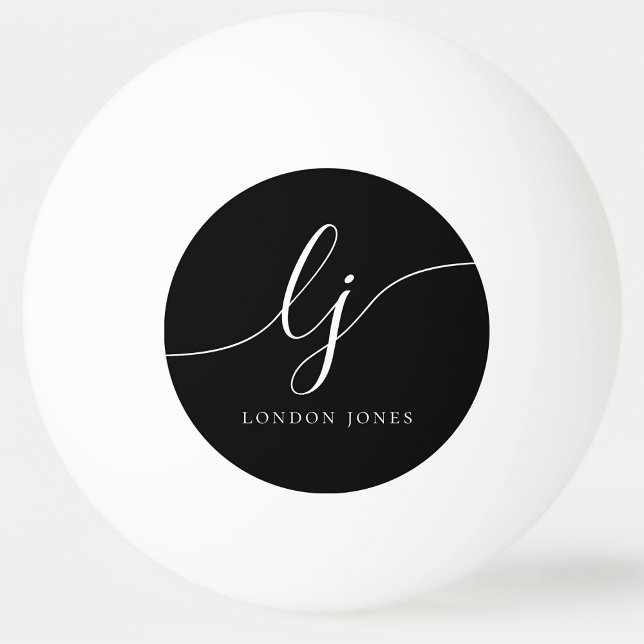 Black Monogram and Name Personalised Ping Pong Ball (Creator Uploaded)