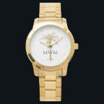 Black Monogram Artistic Tropical Gold Palm Tree Watch<br><div class="desc">Customise this monogrammed watch featuring an artistic golden palm tree and black text with your own special touch. You can change the monogram,  palm tree and clock time markers to your favourite colours. Makes a great gift for any occasion.</div>