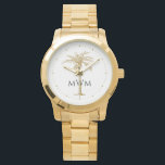 Black Monogram Artistic Tropical Gold Palm Tree Watch<br><div class="desc">Customise this monogrammed watch featuring an artistic golden palm tree and black text with your own special touch. You can change the monogram,  palm tree and clock time markers to your favourite colours. Makes a great gift for any occasion.</div>