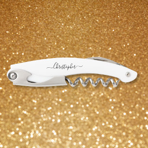 Black Monogram Beer Wine Corkscrew Bottle Opener